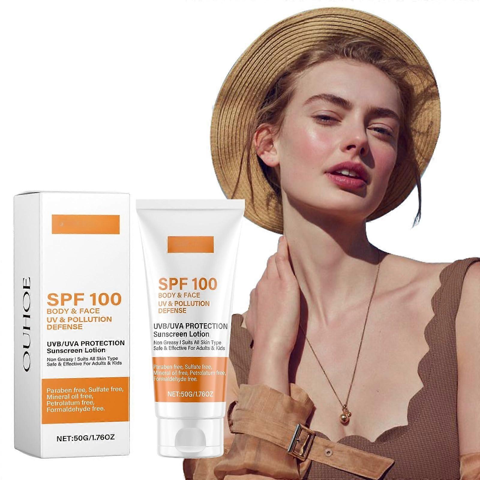 Face Sunscreen SPF 100 Moisturizer with Tinted Coverage, Lightweight for Daily Travel Use