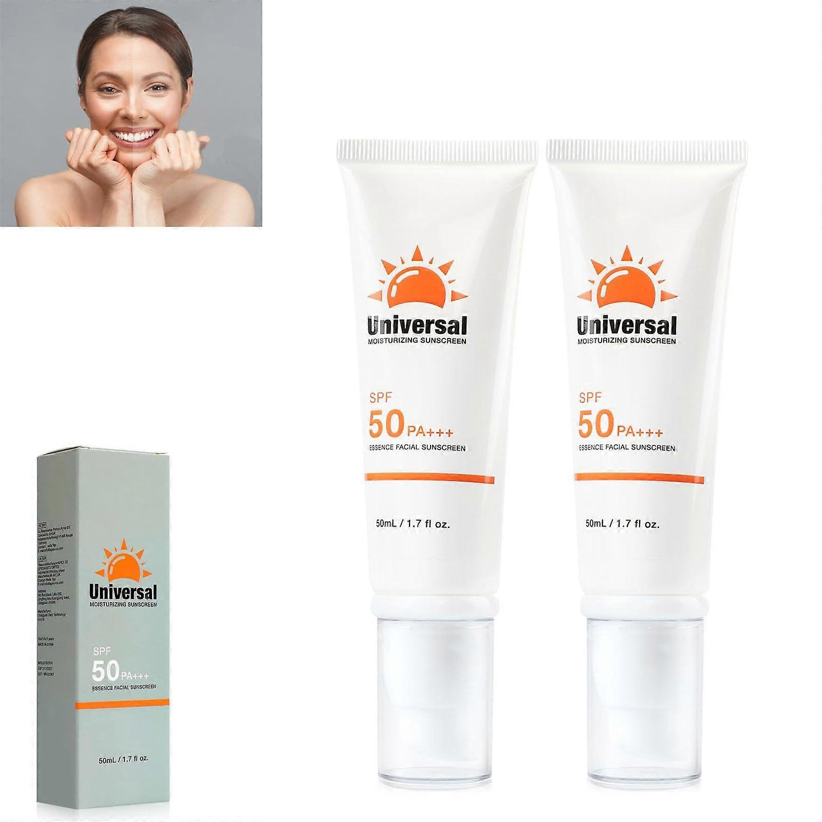 Tinted Facial Sunscreen SPF 50 PA+ Moisturizing Nonsticky Coverage, 2 Pack