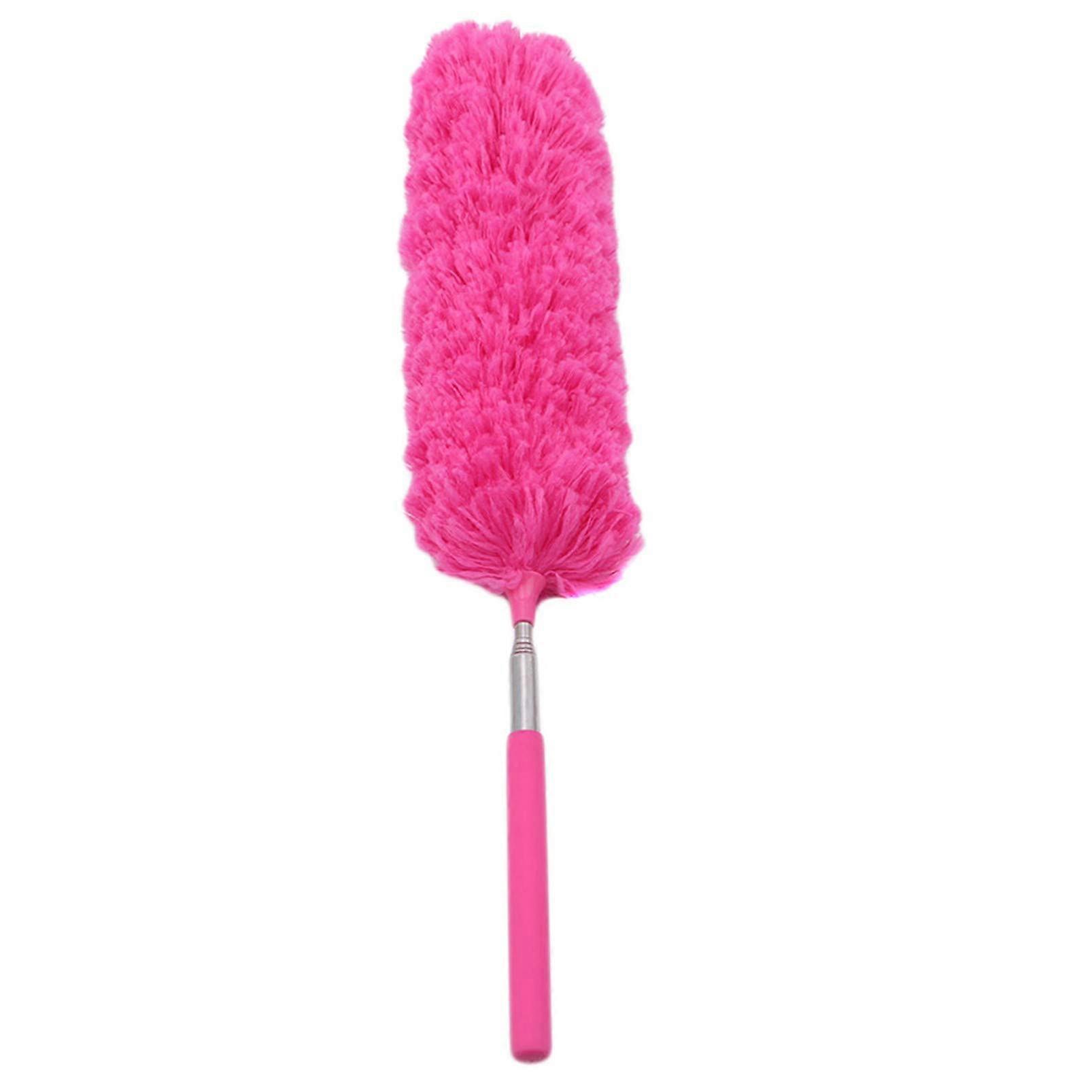 Microfiber Extendable Duster with Adjustable Cleaning Angle for Home Office Computer, Rose Red