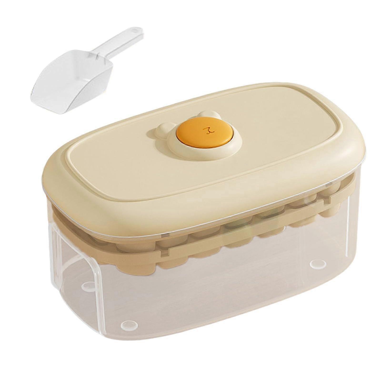 Stackable Ice Cube Tray with Lid, Push Button Demold, 56 Grid Odor Proof Freezer Storage