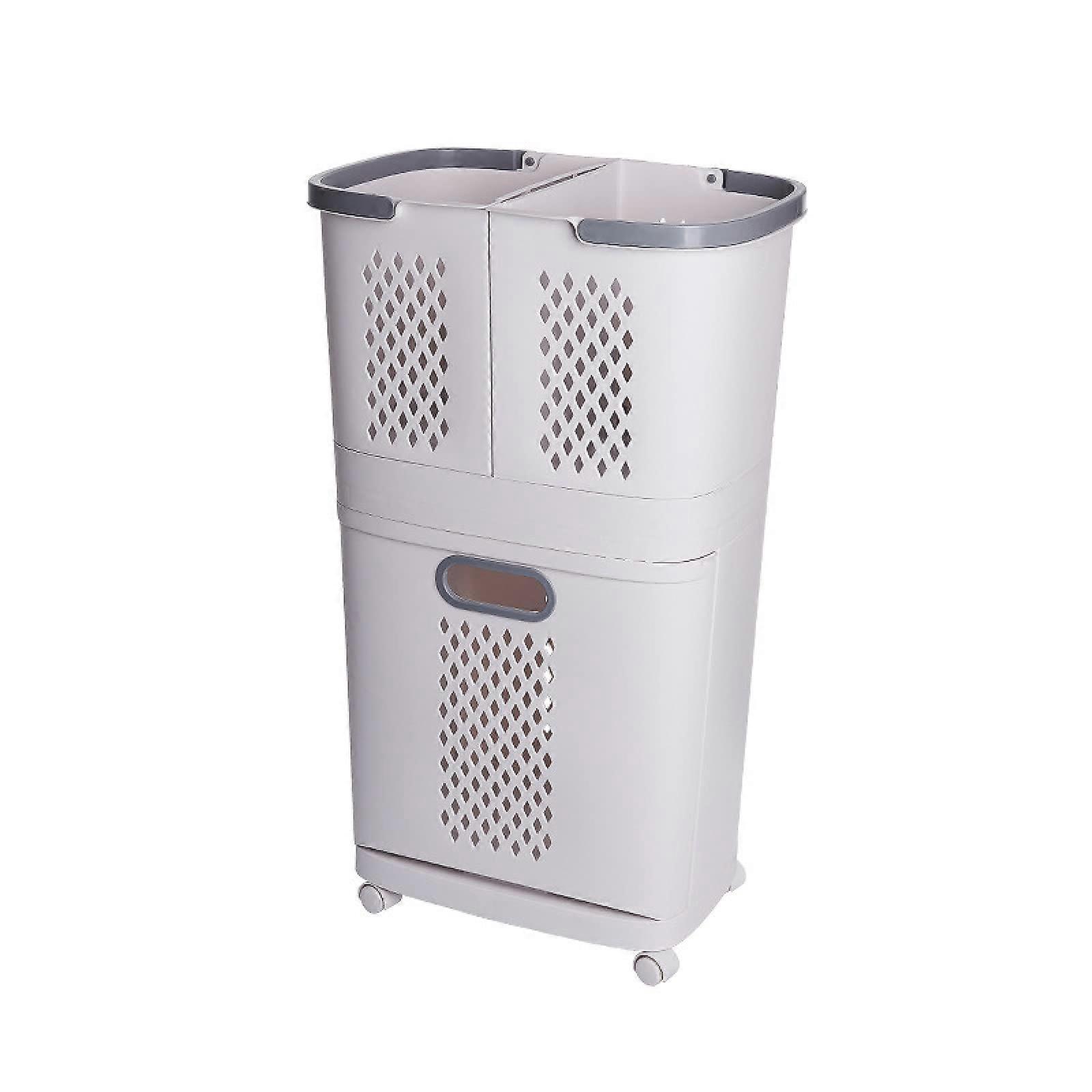 MultiLayer Laundry Basket with Wheels, Large Capacity Plastic Clothes Storage, Removable Design