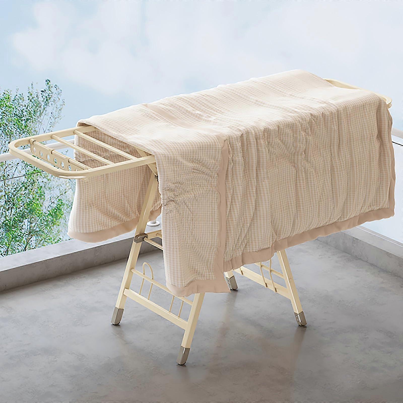 Foldable Stainless Steel Clothes Drying Rack 1.5M Cream, MultiLayer SpaceSaving Laundry Airer