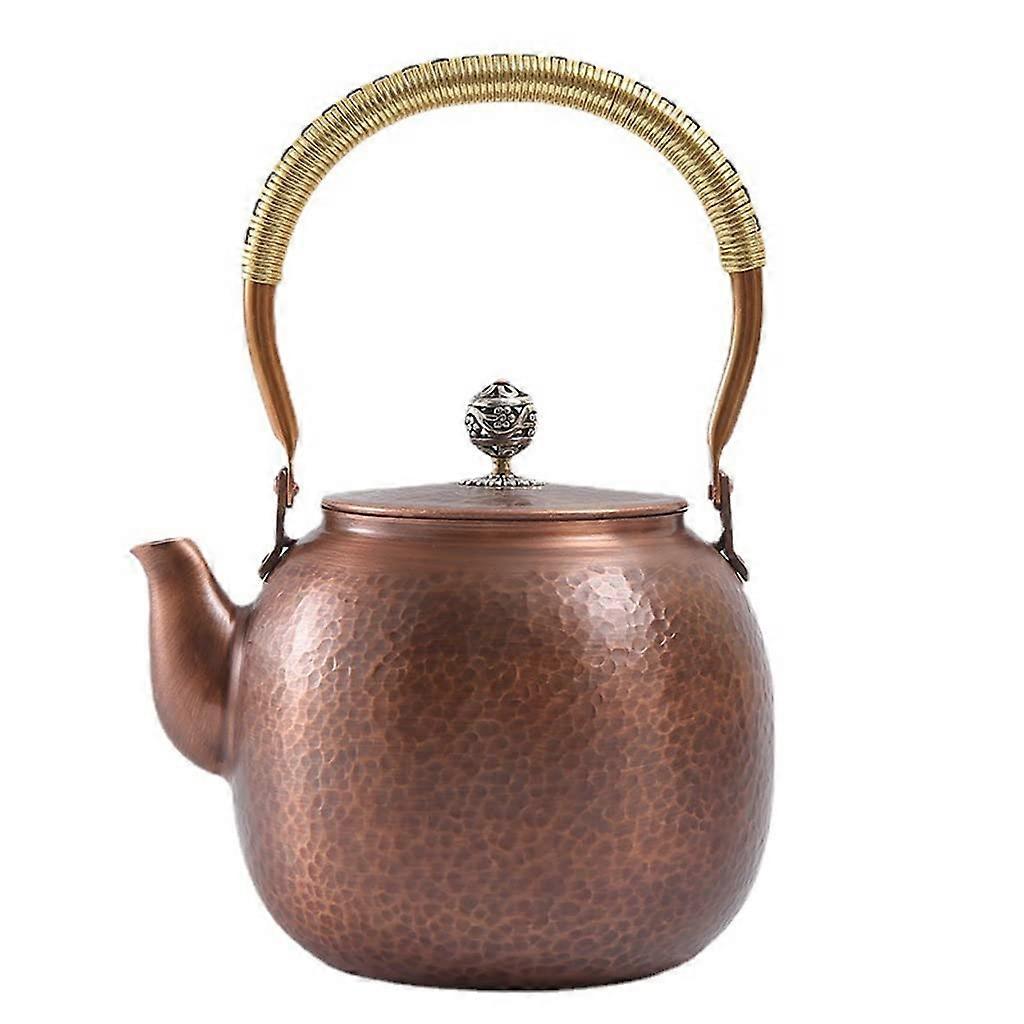 Copper Teapot Retro Hammered Design with Ergonomic Handle for Quick Boiling Tea Set