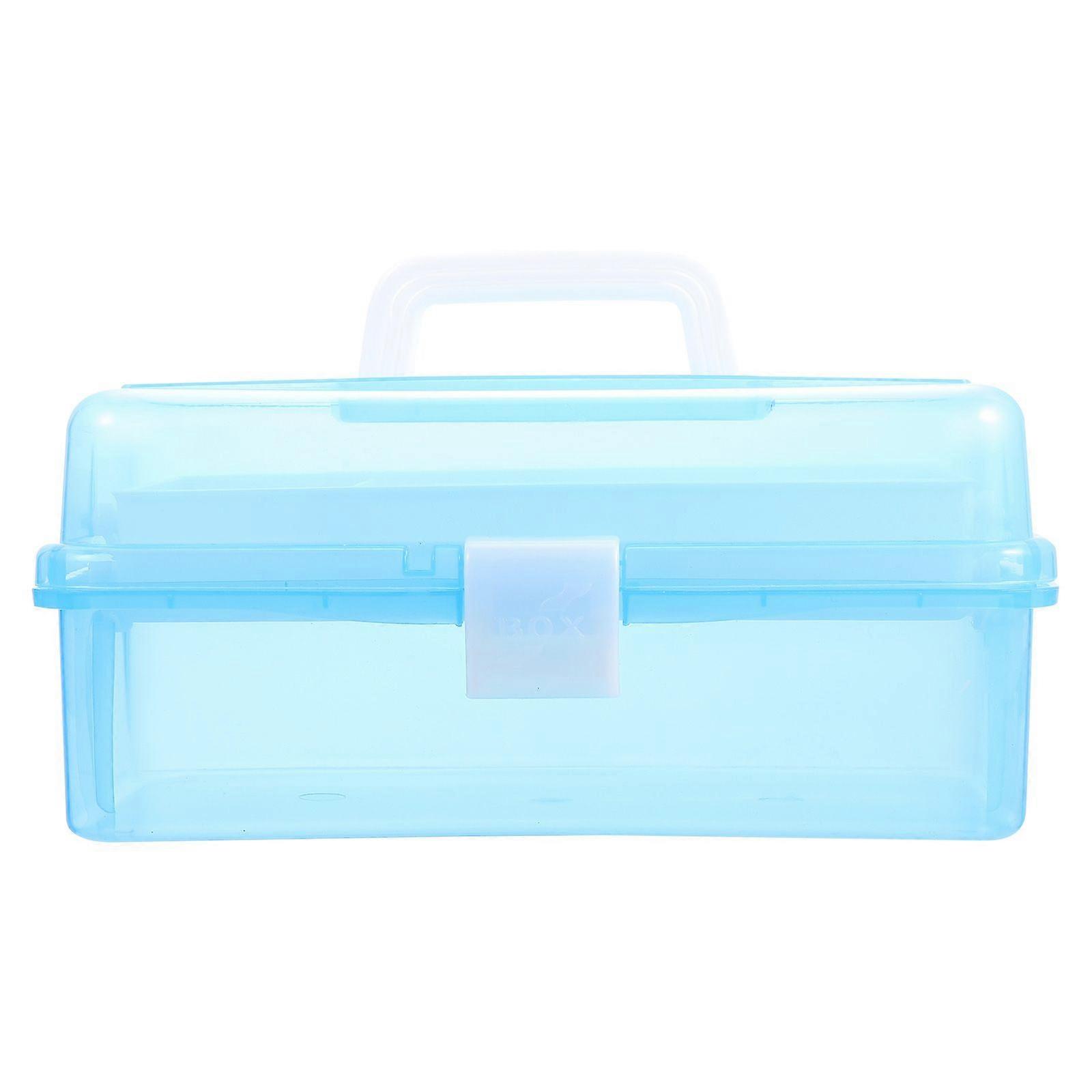 1pc Portable Handle Plastic Tool Box Three Layers Storage Box for Home