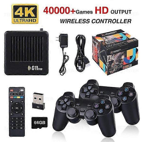 Retro Game Console 4K HD Compatible with Multiple Emulators Dual Wireless Controllers TV Projector Device