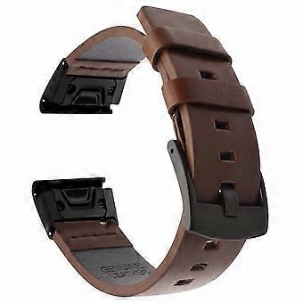 Leather Watch Band Dark Brown Quick Release Strap for Garmin Fenix 6 6S 6X Pro 5X Plus S62