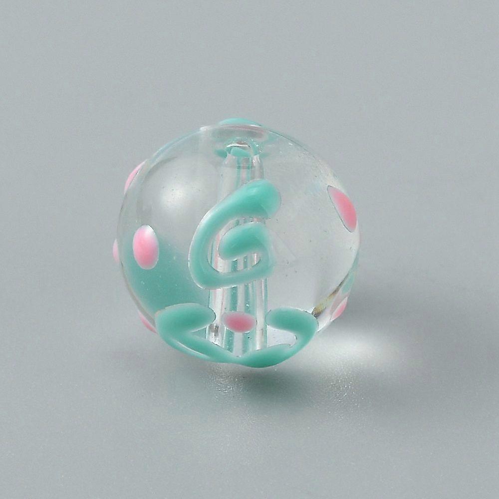 Handmade Lampwork Beads Round Number Pattern 12x11mm Hole: 1.6mm