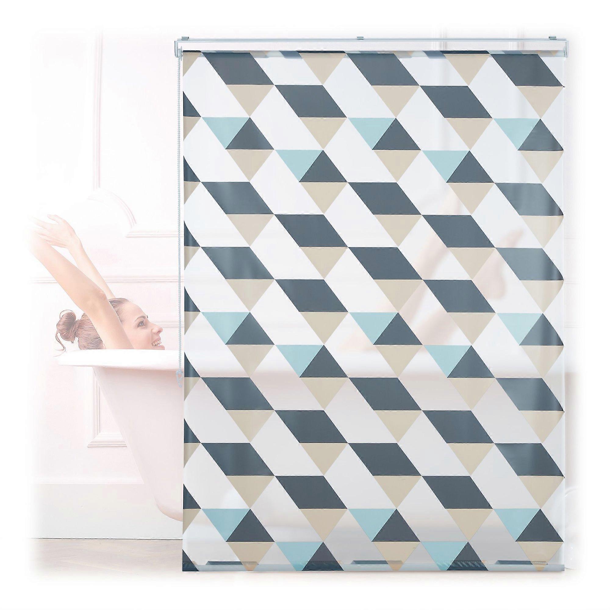 Roller blind for shower with geometric design