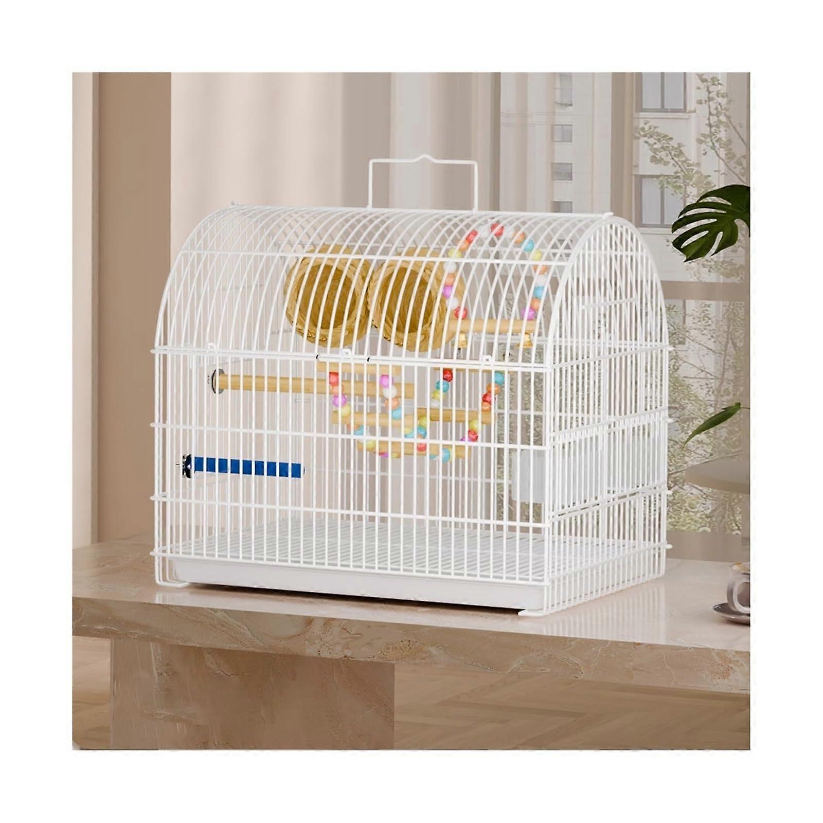 Large White Bird Cage Villa for Parrots, Secure Iron Structure and Easy Clean Slide Tray