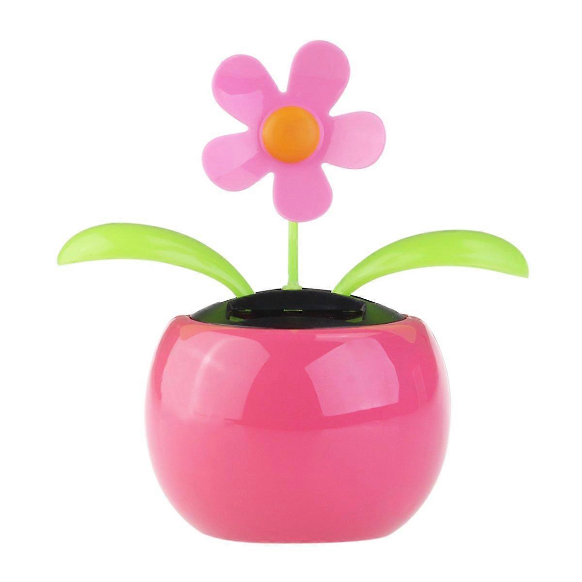 Pink Solar Powered Dancing Sunflower Bobblehead for Car Dashboard and Window Decor