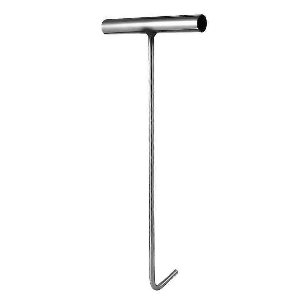 Metal Manhole Lifting Hook Tool for Outdoor Use Silver