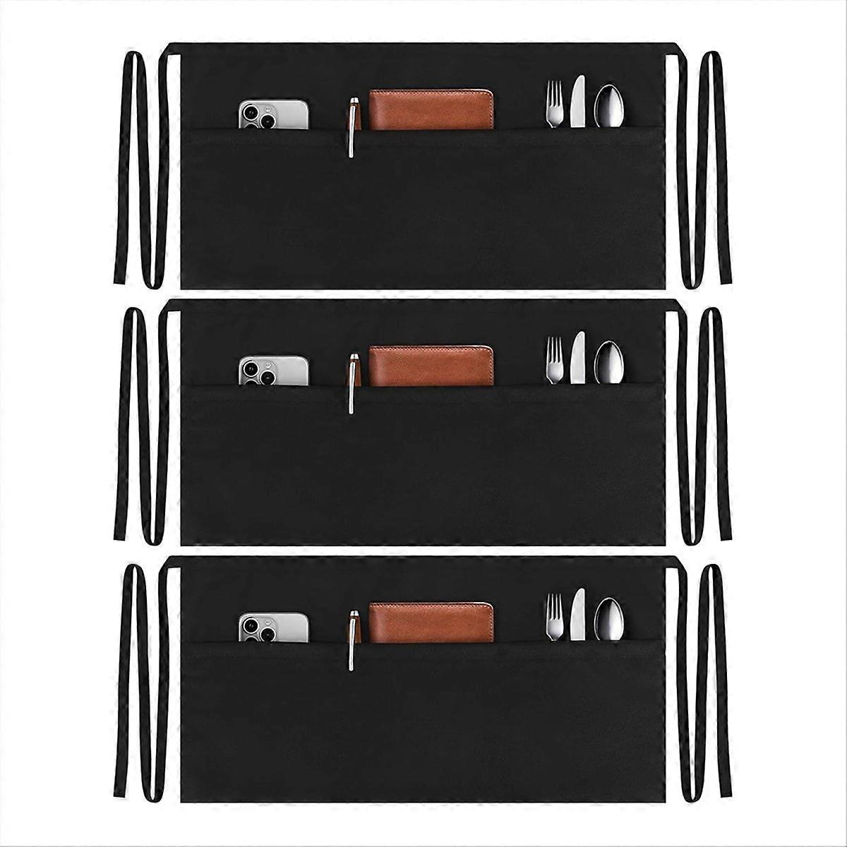 3 Pack Server Aprons with 3 Pockets