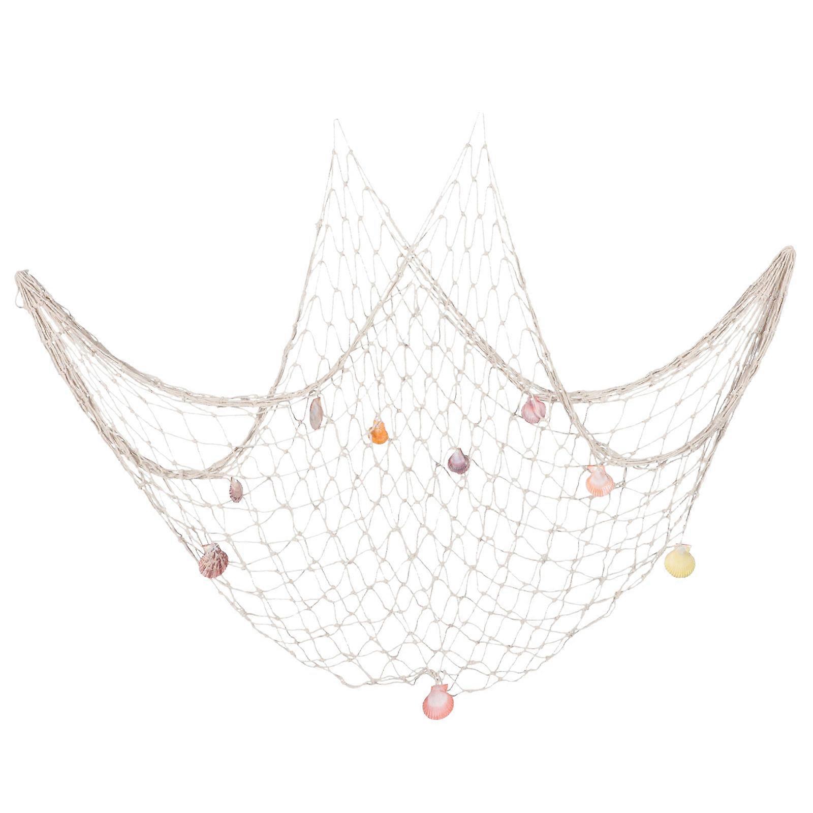 Fish Net Decorating DIY Decoration Home Decor Rectangular Shape Cotton Rope Beige 1Set