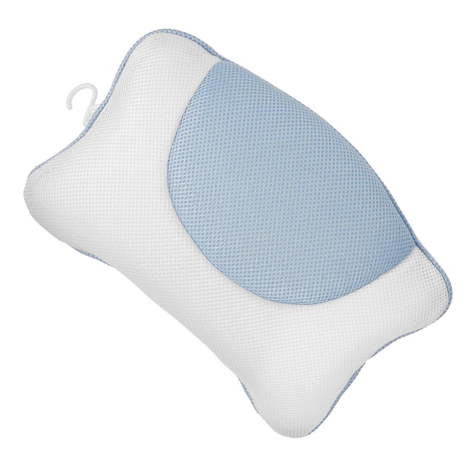 Bath Pillow with Suction Cups Ergonomic Neck Support Soft Washable Headrest for Spa Bathtub