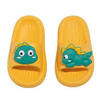 Jongens en meisjes slippers, comfortabele zomerslippers met cartoon dinosaurusprint, open teenslippers, ademende teenslippers voor baby's en peuters, geel, 7-8 jaar