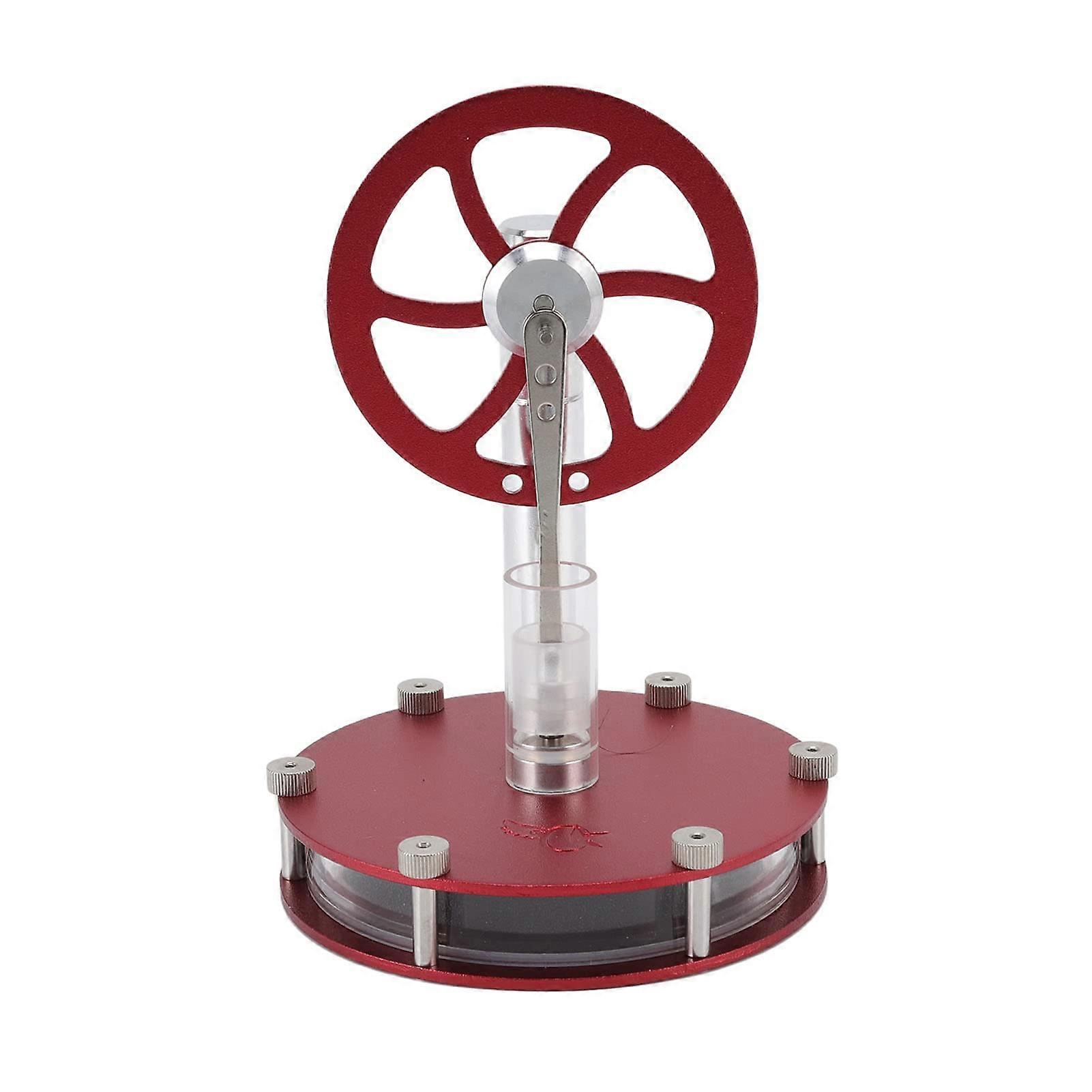 Stirling Engine Model Low Temperature Aluminum Educational Toy for Physics Learning with Red Handwheel