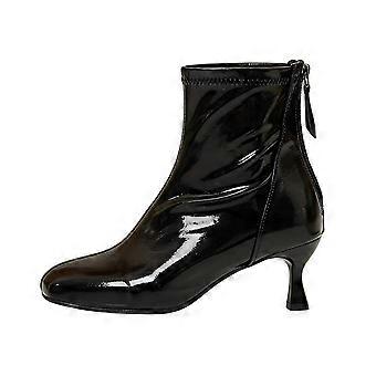 Botines Willtoo de charol brillante, versátiles y modernos para mujer, para otoño e invierno, con tacón alto, cómodos y modernos, en color negro.
