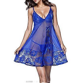 Sexy Dessous für Frauen, Sexy Unterwäsche, Spitze Nachtwäsche, Gürtelschleife, Bedrucktes Mesh, Spitze, Tanga, Dessous Kleid