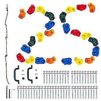 Rock Climbing Holds with Knotted Rope, Multi-Size and Colored for Rock Wall
