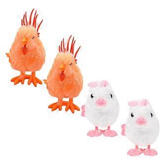 4pcs Wind-up Animal Toys Plush Animal Clockwork Toys Wind Up Walking Toys