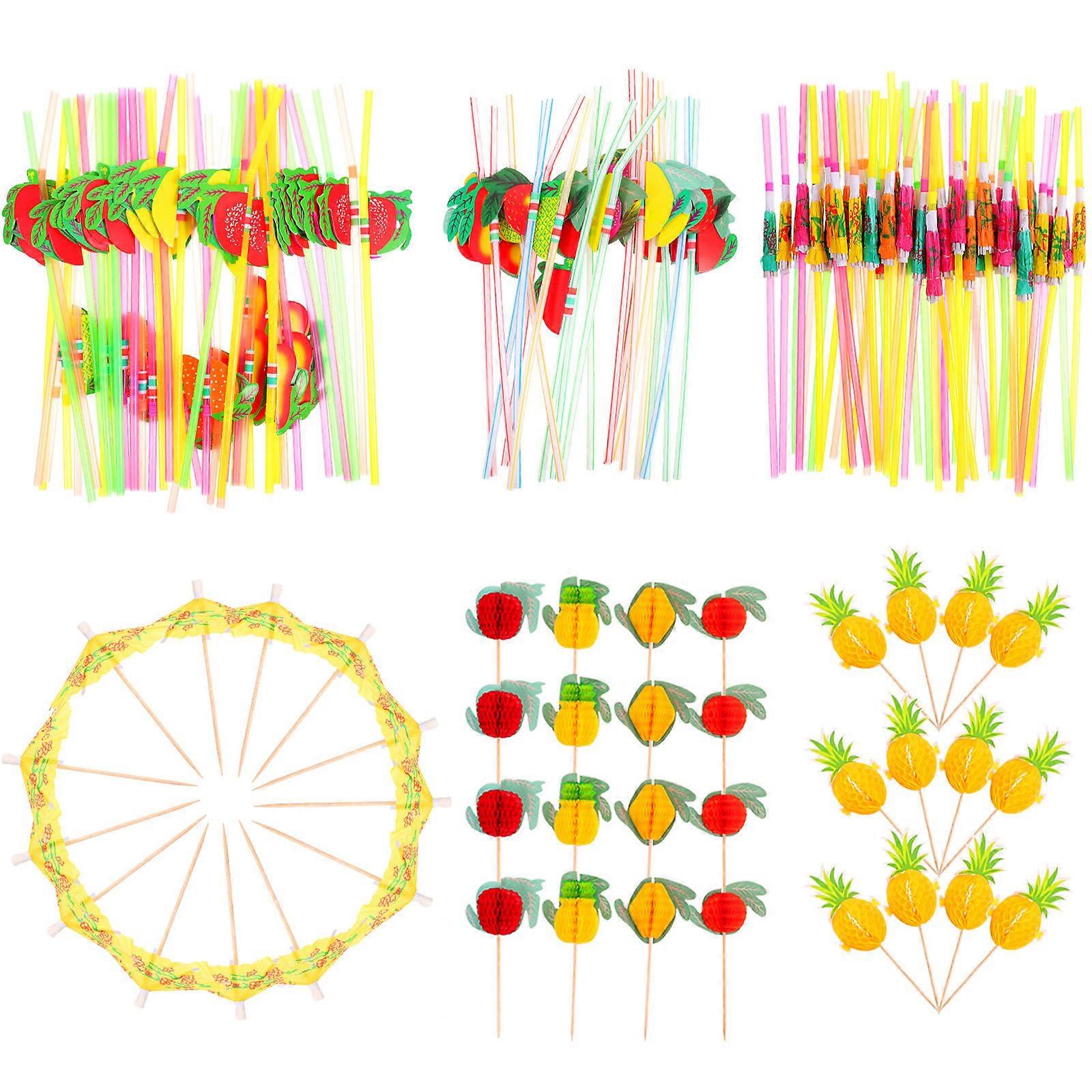 Assorted Umbrella Straws Fruit Picks for Decoration 1Set