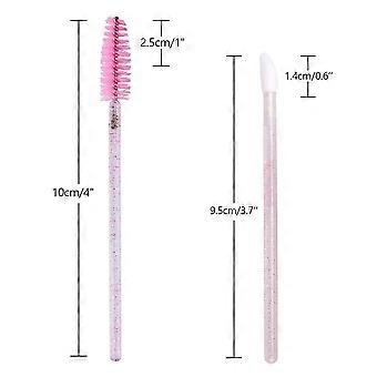 100PCS Disposable Lip Wands and Mascara Applicators, Glitter Crystal Lip Brush and Glitter Crystal Eyelash Mascara Brushes Wands for Eyebrow Eyelash E