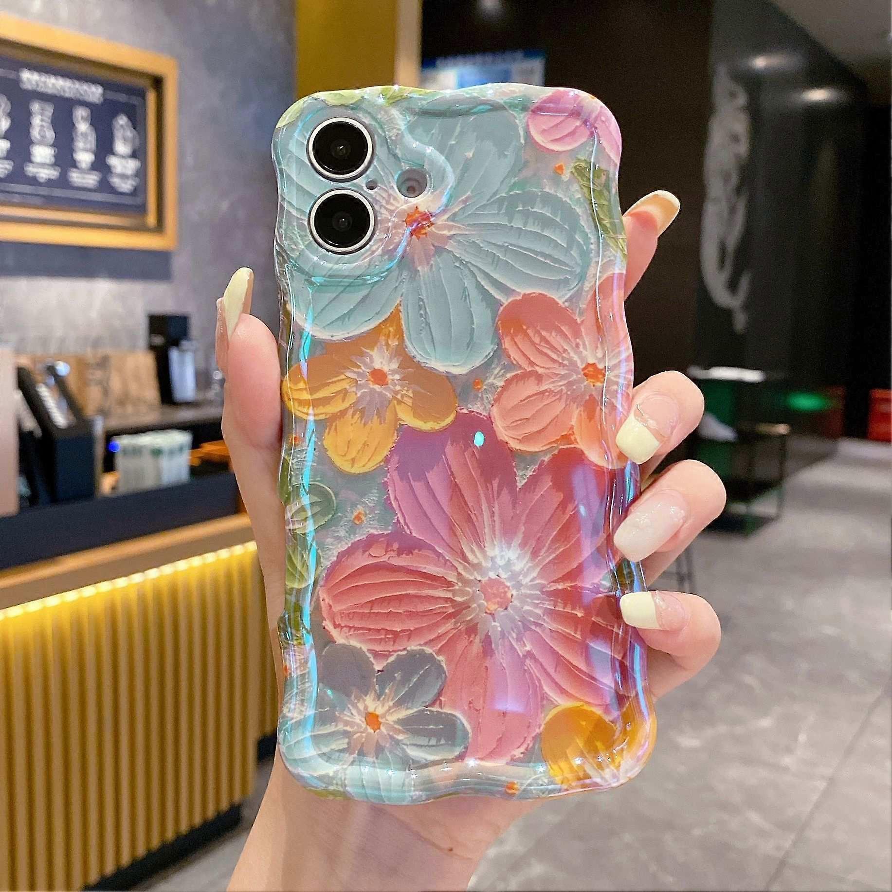 Case for iPhone 15 Pro Max Wave Texture Pink Green