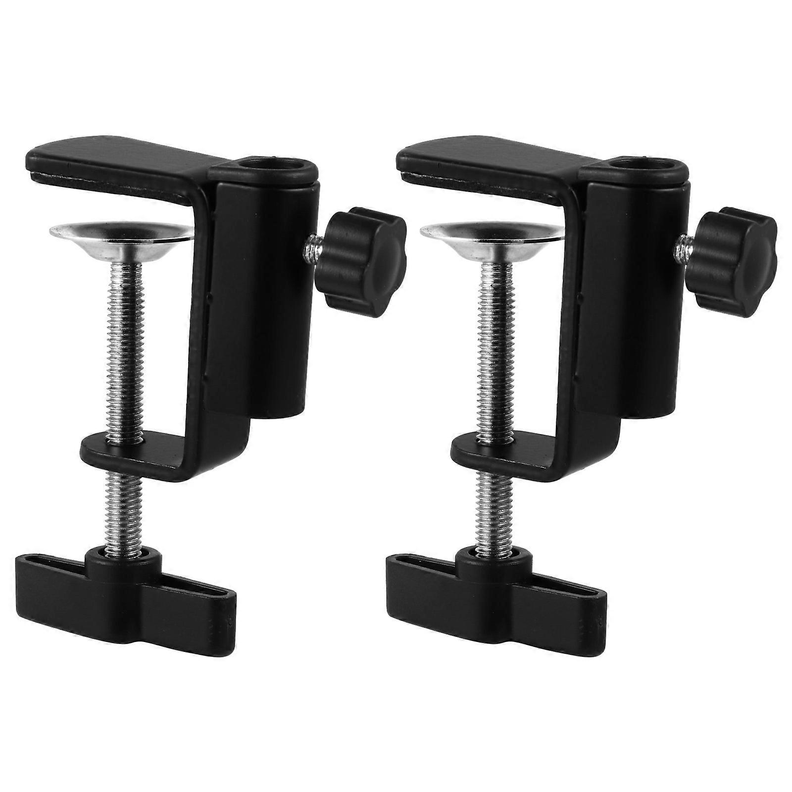 2pcs Microphone Bracket Base C-type Holder Base Microphone Table Fixed Clip