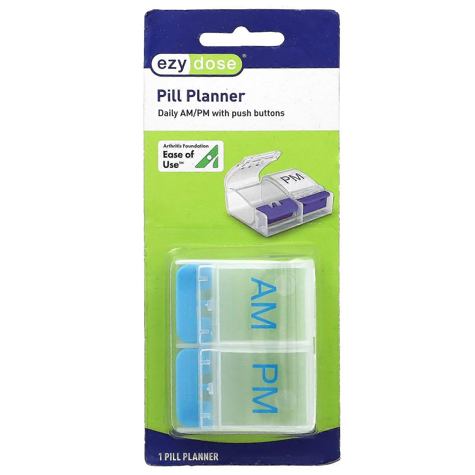 Ezy Dose, Daily AM/PM with Push Buttons Pill Planner, 1 Count, 4-Pack