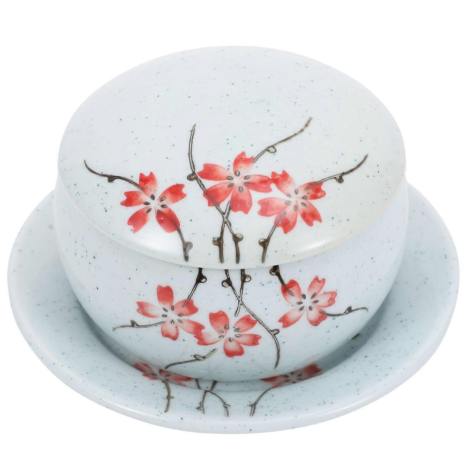 Ceramic Stewing Cup with Lid for Storing 1Pcs Kitchen Tableware