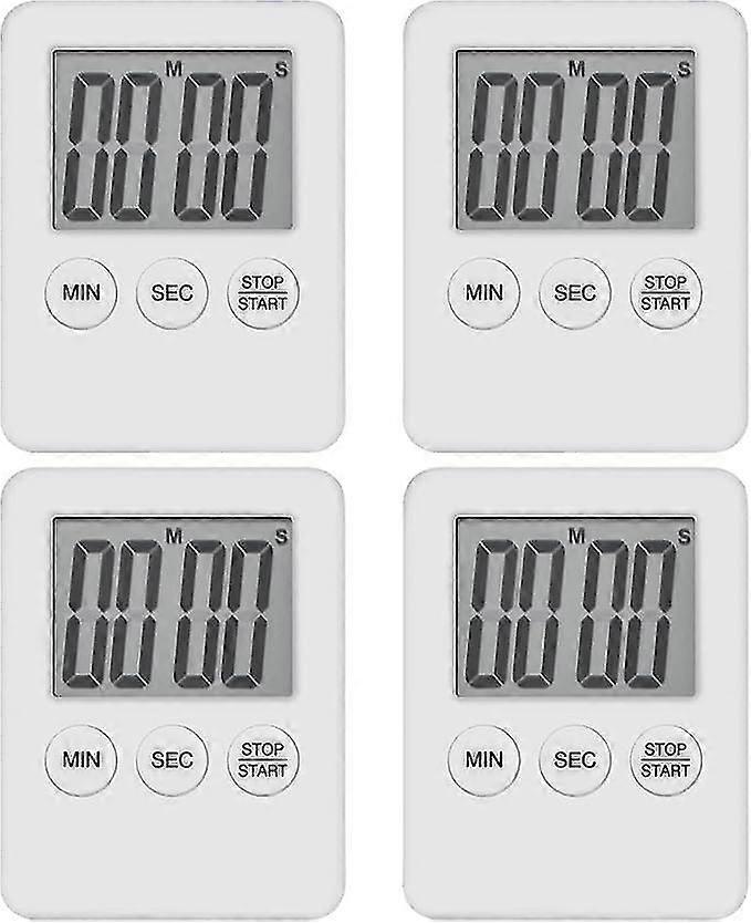 4Pcs Digital Kitchen Timer Mini Magnetic LED Kitchen Timer Countdown for Cooking, Playing, Cooking, Exercising.