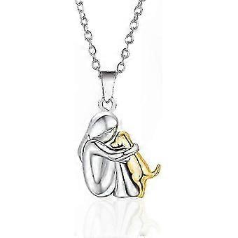 Two-Tone Dog Lover Necklace with Heartfelt Charm Pendant in Silver and Gold Finish