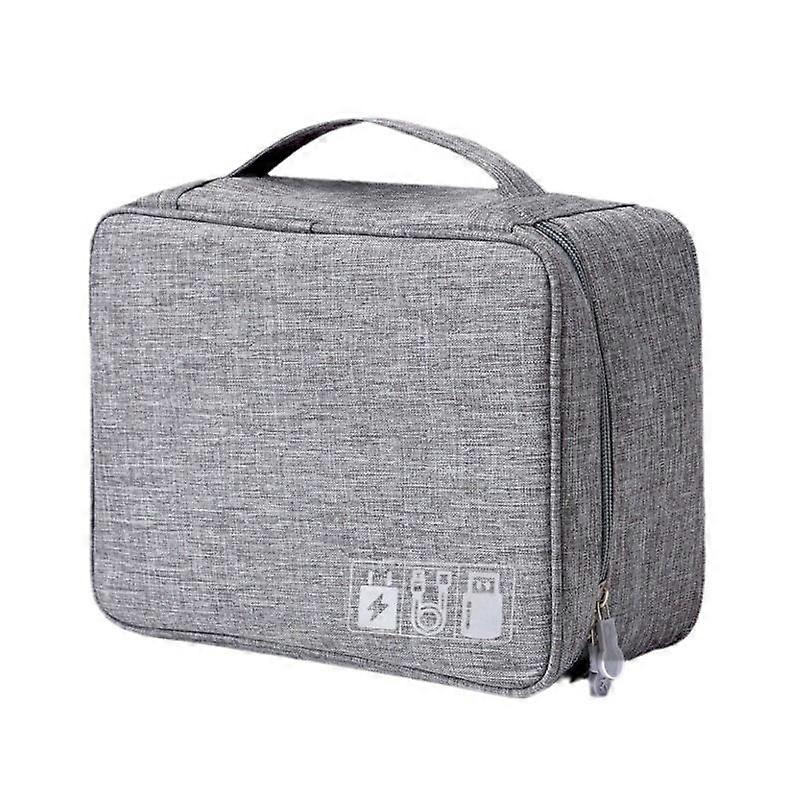 Travel Electronics Organizer Bag Cable Storage Grey Pouch