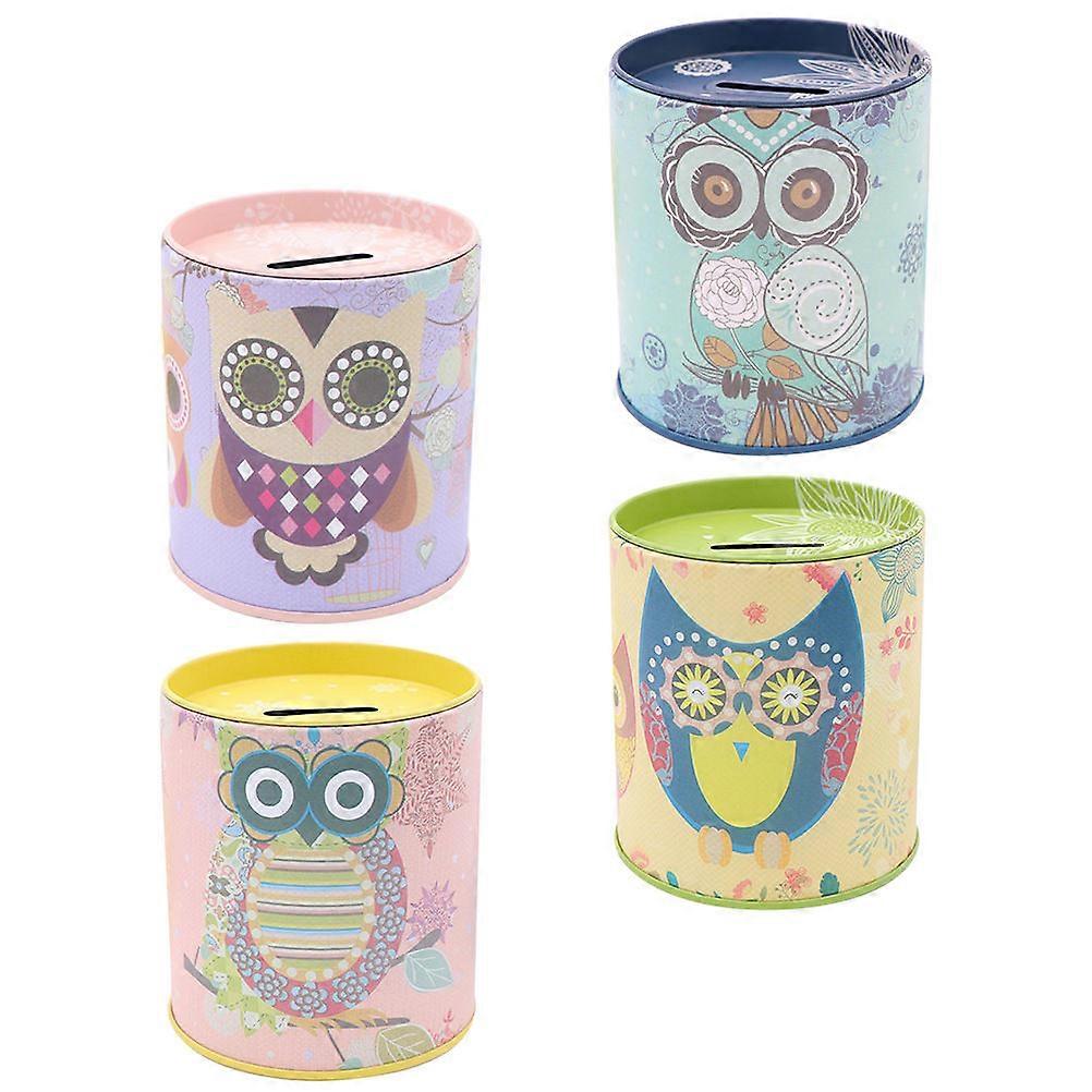 Pattern Saving Pot Tinplate Coin Bank for Storage 4Pcs