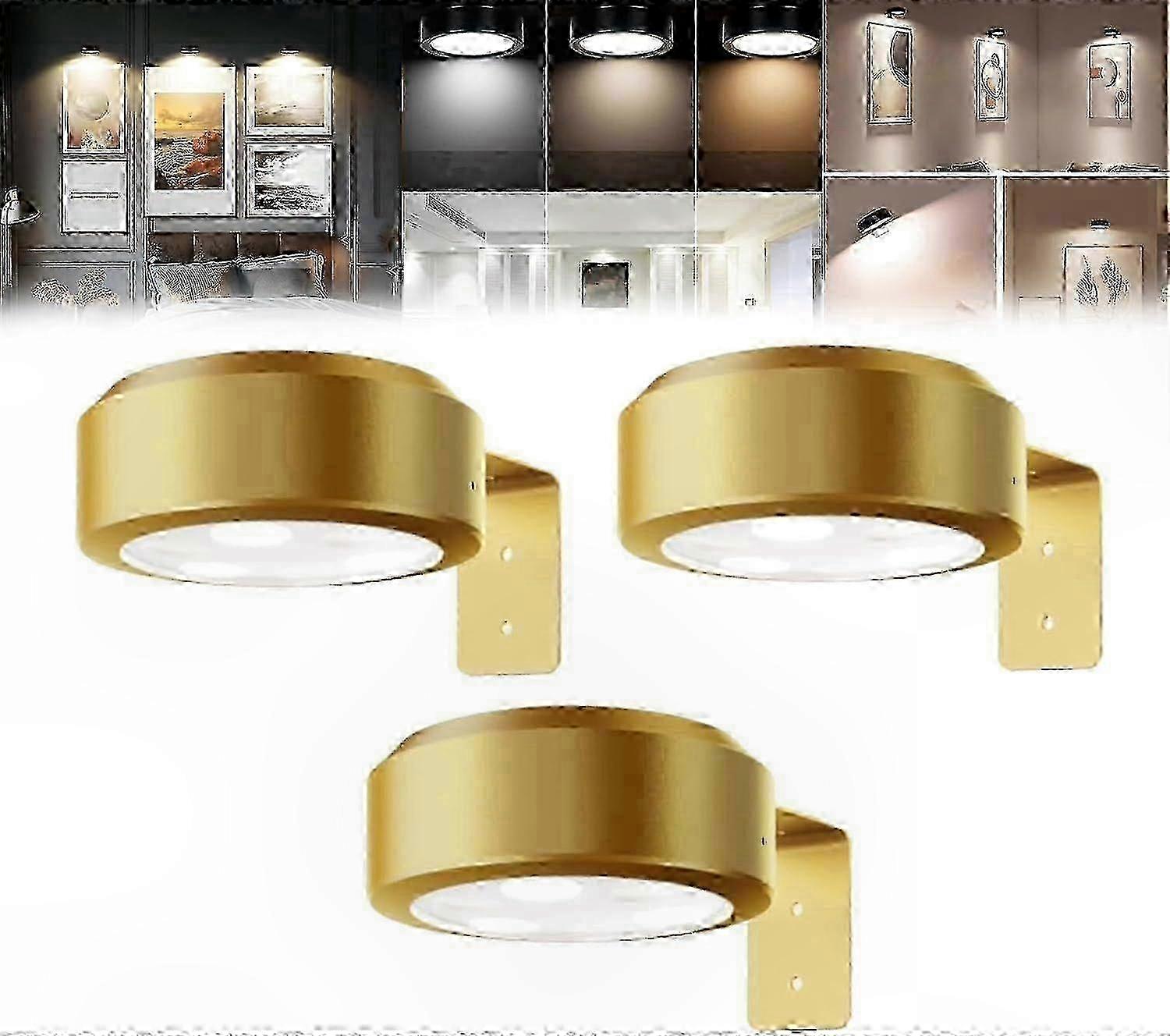 Lot de 3 lampes LED magnétiques rechargeables sans fil pour tableaux, 3 températures de couleur, éclairage pour affiches et peintures — L1
