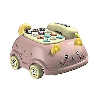 Children's Early Education Telephone Toy, Eco-Friendly ABS Plastic, Bilingual Teaching, Soothing Light Music, with Leash, Gift for Boys and Girls