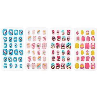 96pcs faux ongles paillettes décoratif court carré plein faux ongles pour enfants