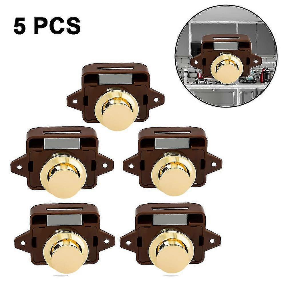 Button Latch Push Door Latch Kit 5 Piece Keyless Compatible Wardrobe (a, Style)