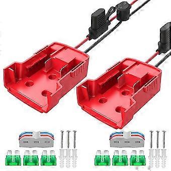 2 kpl 18 V:n adapteria Milwaukee M18 -akulle, Power Wheel -muunnossarja kytkimellä ja sulakkeella, 12 AWG:n johto