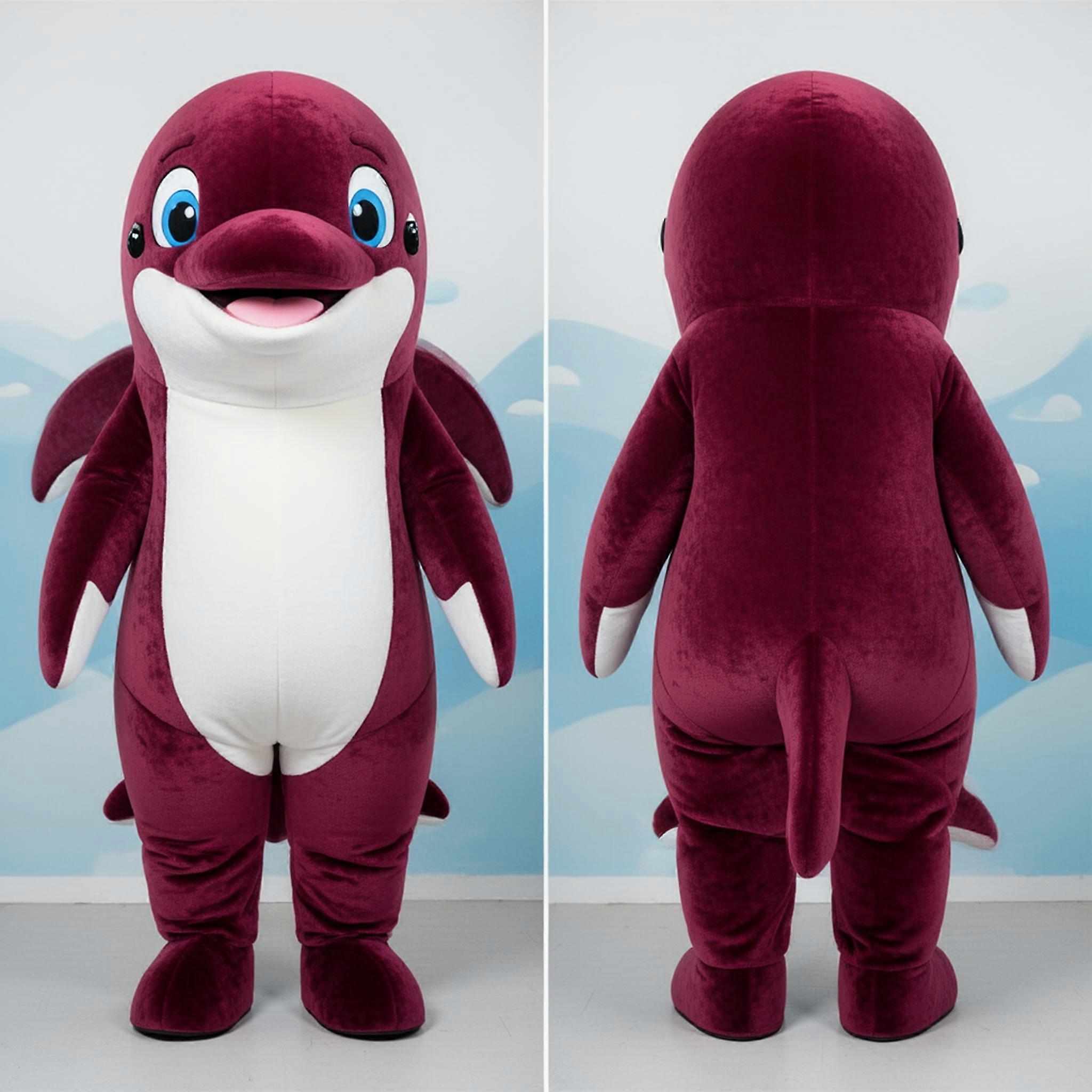 MASTICOT Maroon Rounded Beluga Whale Mascot