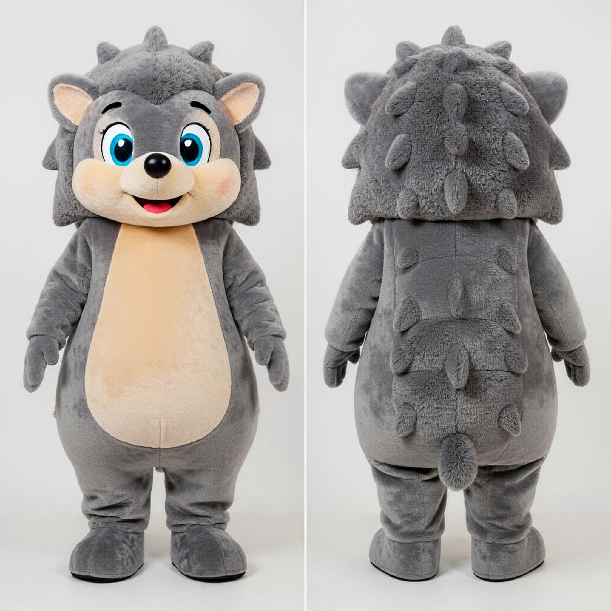 MASTICOT Velvety Gray Expressive Hedgehog Mascot