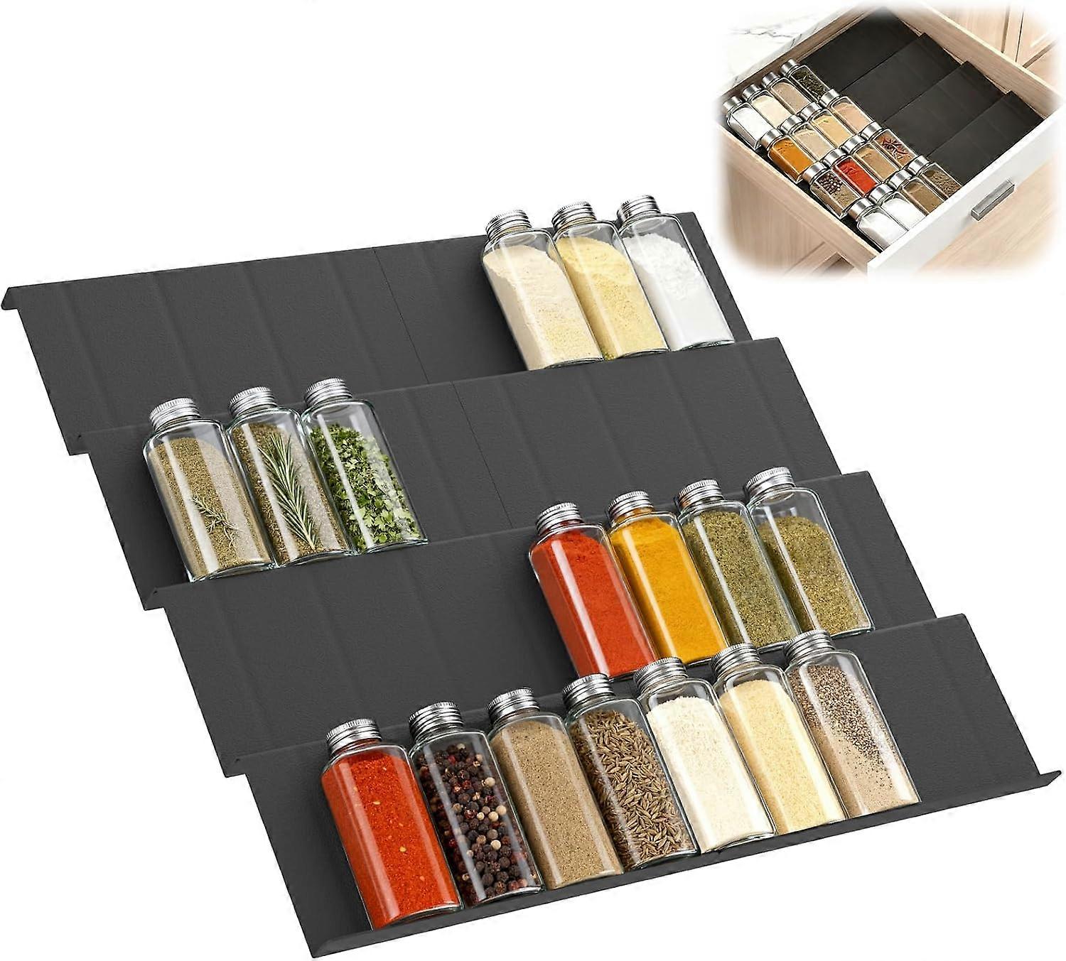 8-Pack Kitchen Spice Drawer Organizer, Extendable Spice Rack Adjustabl