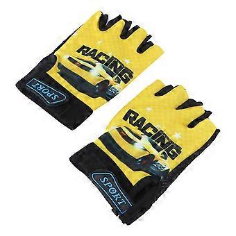 Half Finger Gloves Children for Biking Riding Outdoor Sports 2Pcs Yellow