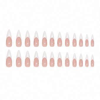Simple Detachable Press on Nails - 24-Piece Milky White French Style Fake Nails