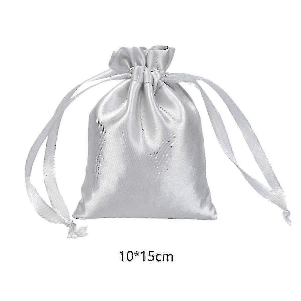 50Pcs Gray Satin Drawstring Bags