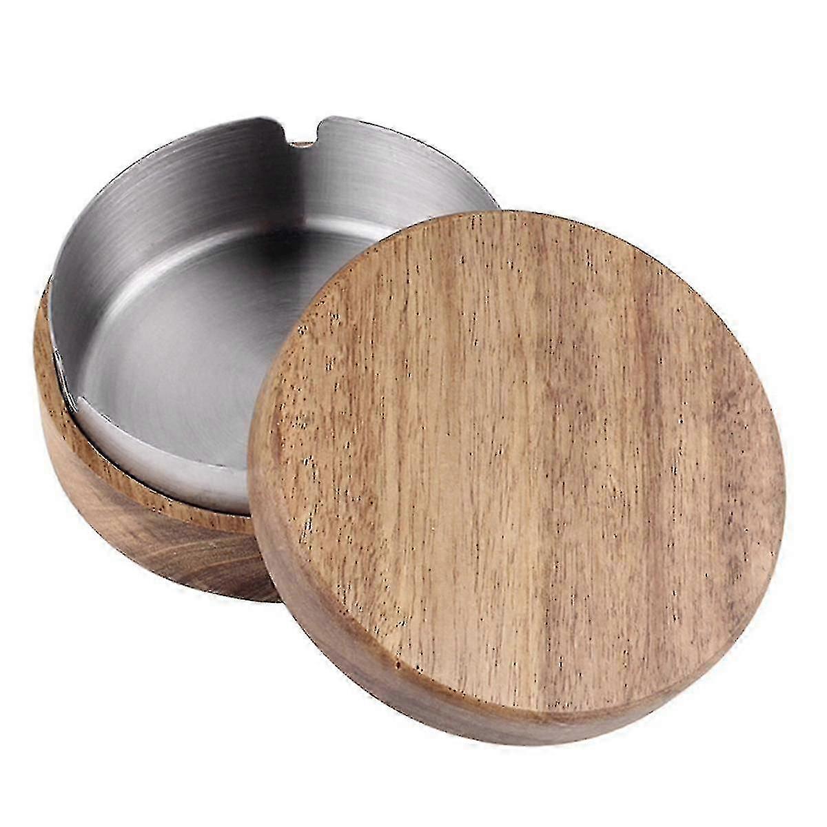 Wooden Ashtray with Windproof Lid