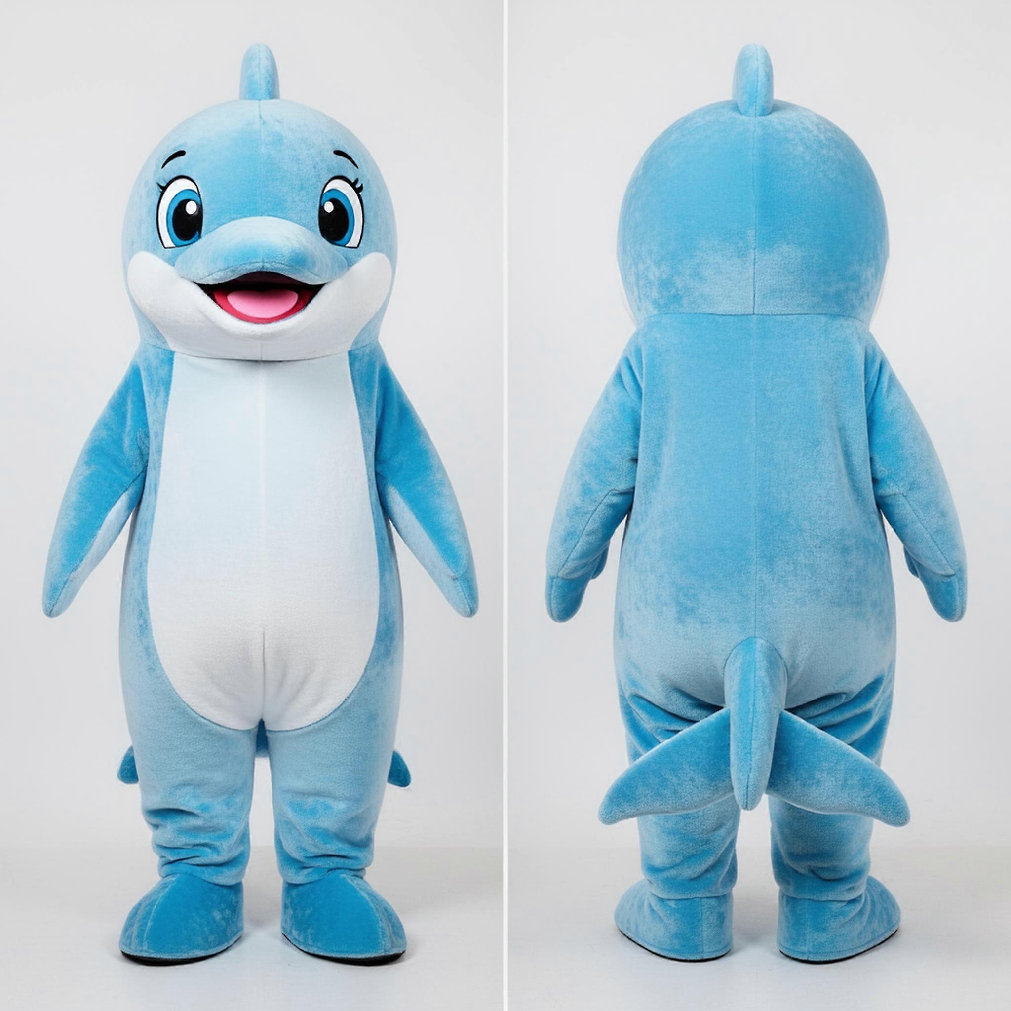 MASTICOT Sky Blue Cartoon Dolphin Mascot