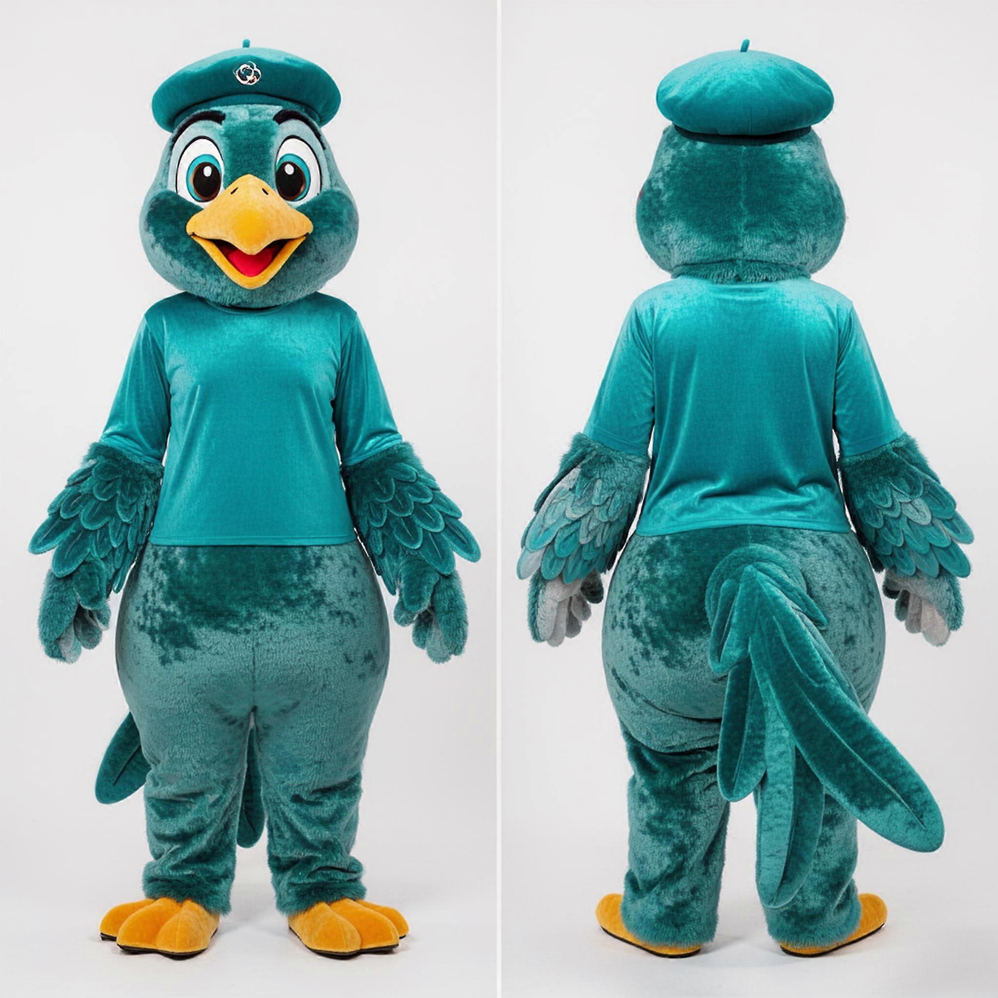 MASTICOT Teal Feathered Pheasant Mascot