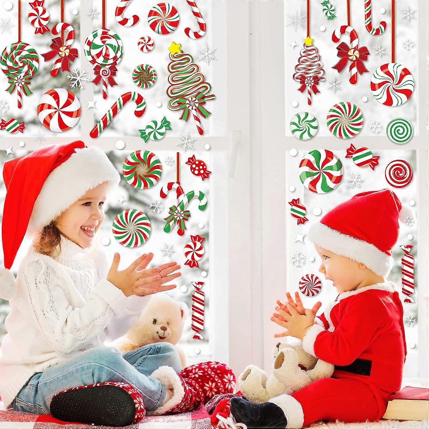Christmas Window Clings - Candy Cane Peppermint Decals