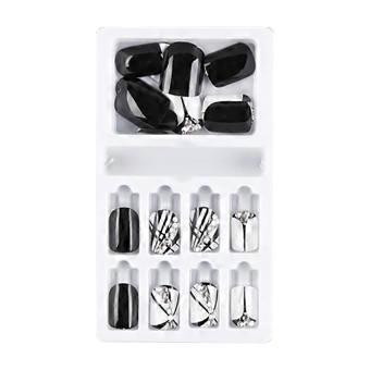 Fake Nails Reusable Stick On Nails Press on Full Cover False Nail Tips 24PC PU8988